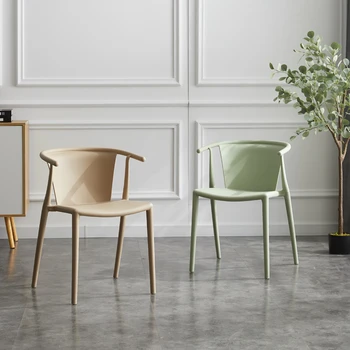 Минималистичные Стулья для столовой, Пластиковые кухонные стулья со спинкой в Скандинавском стиле, Роскошная Мебель для дома в гостиной