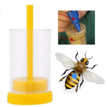 Пластиковая Королева Пчеловодства Маркировка Королевской Пчелы Маркер для выращивания Маркер для этикеток Желтая Бутылка Инструменты для идентификации Фермы насекомых Пчел