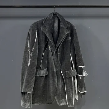 Утолщенный вельветовый потертый винтажный нишевый дизайн, тренч высокого качества, модная весенняя элегантная куртка 2024 года, Бесплатная Доставка 21F1181