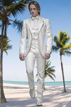 Белый вырез с лацканами на двух пуговицах, сшитые на заказ Модные мужские костюмы Slim Fit Terno Masculino Высокого качества Simpel, Красивые и удобные