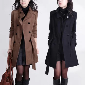 2023 Осень-Зима, Новое шерстяное пальто, женская куртка средней длины, женская Двубортная однотонная шерстяная женская верхняя одежда, A129