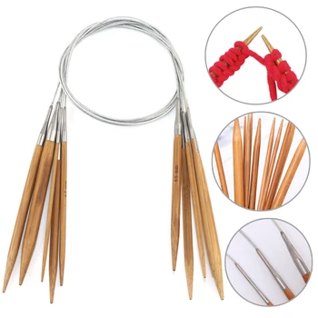 Спицы для кругового вязания из натурального бамбука, иглы для трубок из нержавеющей стали, обруч для вязания свитера, шляпы, шарфа, инструменты для вязания крючком своими руками