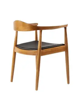 Стул Кеннеди Стул из массива дерева в скандинавском стиле Обеденный стул Домашний деревянный стул с деревянной спинкой и поручнями Простое президентское кресло