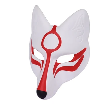 Японское аниме-Маска лисы, маска на Хэллоуин, сделай САМ, пустая маска, искусственная маска животного, аксессуары для косплея, реквизит для маскарадного костюма
