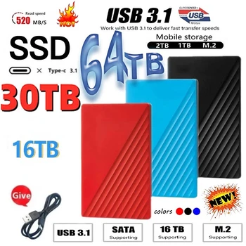 2023 Горячий Портативный 1 ТБ 2 ТБ SSD 4 ТБ 16 ТБ Внешний Жесткий Диск Type-C USB 3.1 Высокоскоростной 8 ТБ Внешний Накопитель Жесткие Диски Для Ноутбуков